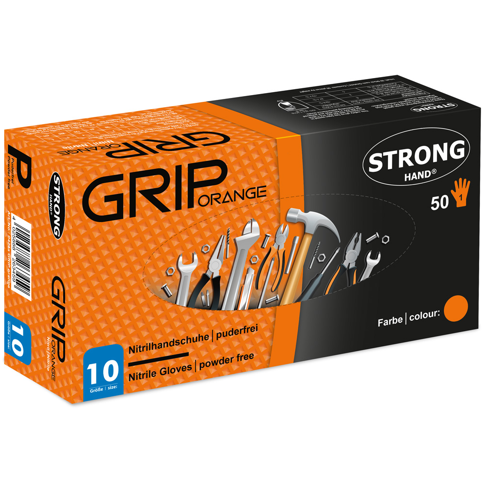 2512-StrongHand Nitrile Glove Jednorazowy chwyt rękawiczkowy pomarańczowy, obustronny do noszenia W